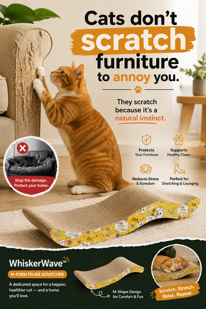WhiskerWave  M-Form Feline Scratcher