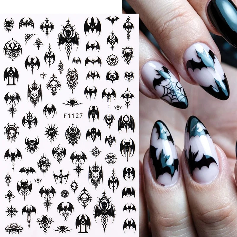 Gothic Halloween Nail Stickers Dark Details for a Hauntingly Beautiful Look.