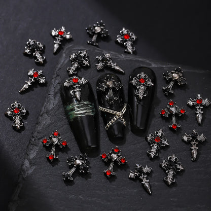 Gothic Cross Nail Charms Add a Dark Touch to Your Halloween Nails.