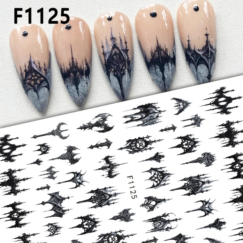 Gothic Halloween Nail Stickers Dark Details for a Hauntingly Beautiful Look.