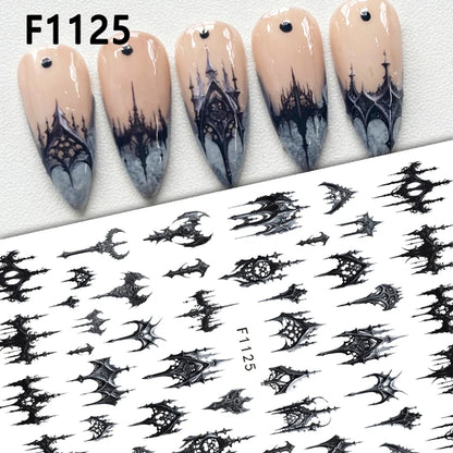 Gothic Halloween Nail Stickers Dark Details for a Hauntingly Beautiful Look.