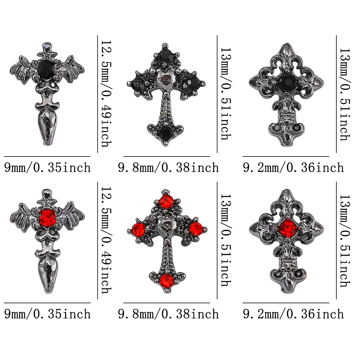 Gothic Cross Nail Charms Add a Dark Touch to Your Halloween Nails.
