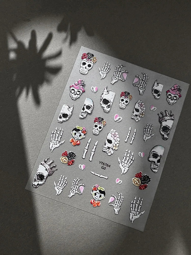 Spooky Skeleton Nail Stickers Give Your Nails a Wicked Halloween Twist.