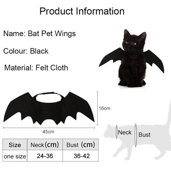 Fright Night Pet Black Bat Wings Wings Make Halloween Extra Cute & Spooky.