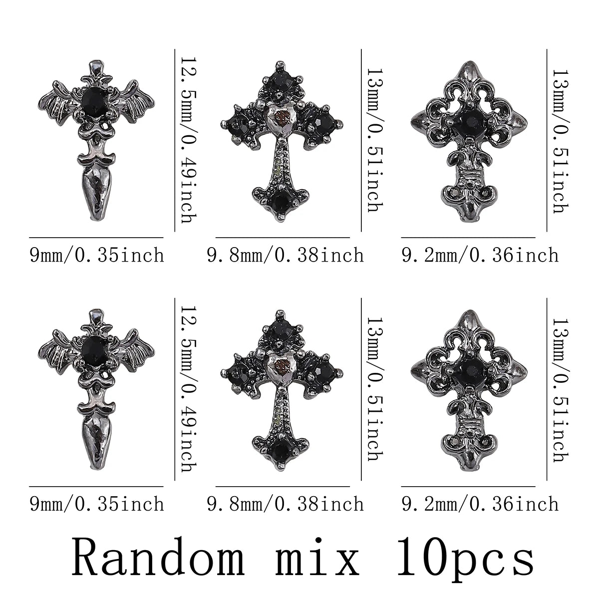 Gothic Cross Nail Charms Add a Dark Touch to Your Halloween Nails.