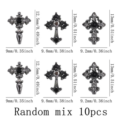 Gothic Cross Nail Charms Add a Dark Touch to Your Halloween Nails.