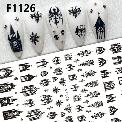 Gothic Halloween Nail Stickers Dark Details for a Hauntingly Beautiful Look.