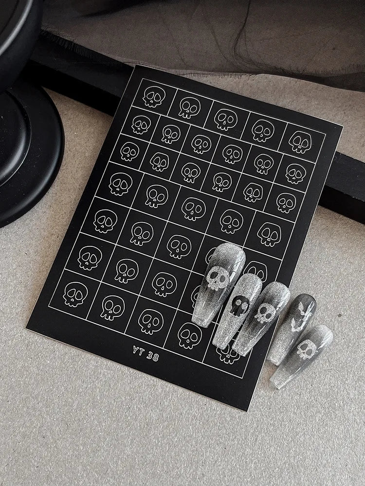 Spooky Skeleton Nail Stickers Give Your Nails a Wicked Halloween Twist.