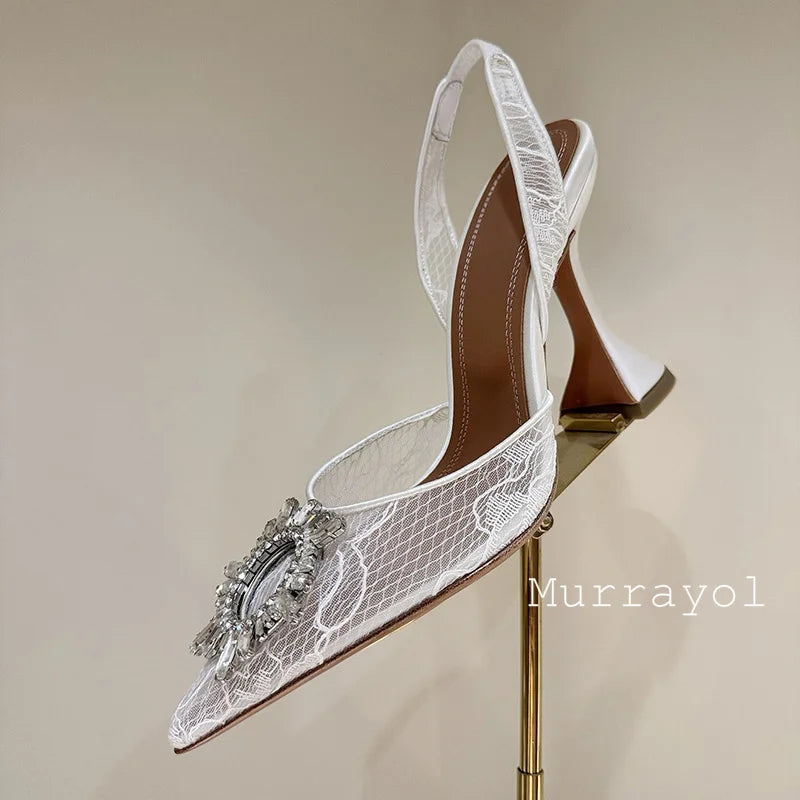 Aramnew Royal Spark Stilettos Sophisticated high heels with dazzling rhinestone detail for a timeless and feminine style.
