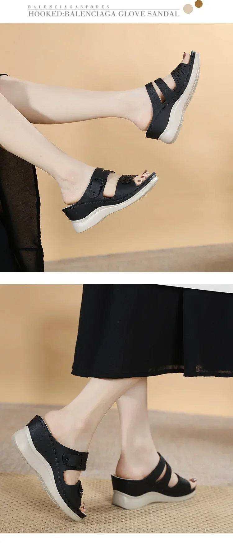 Aramnew BreezePlatform Sandals. Lightweight, breathable and perfect for relaxed beach days or casual outings.