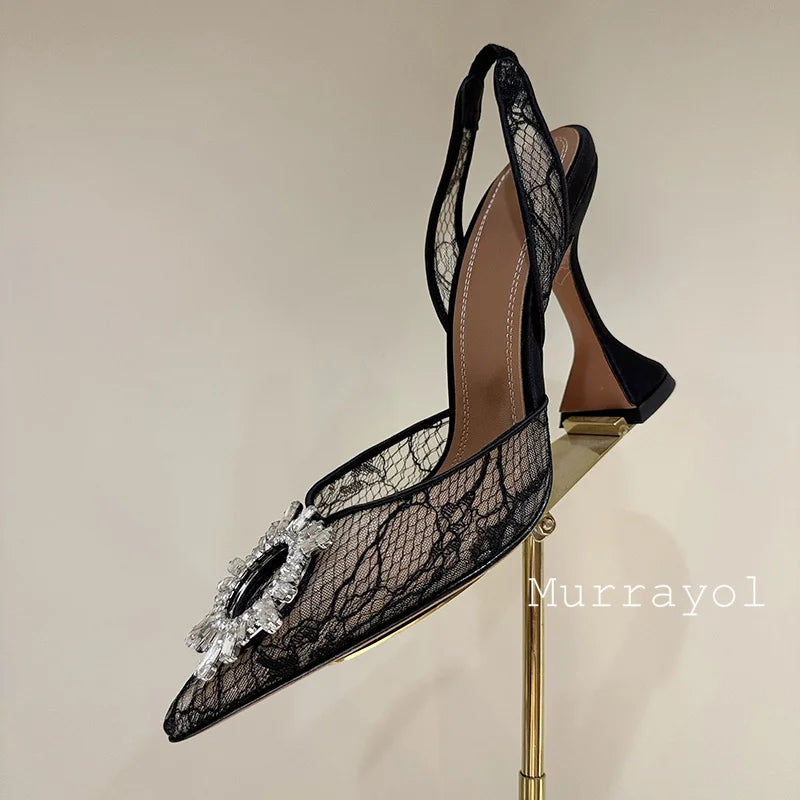 Aramnew Royal Spark Stilettos Sophisticated high heels with dazzling rhinestone detail for a timeless and feminine style.