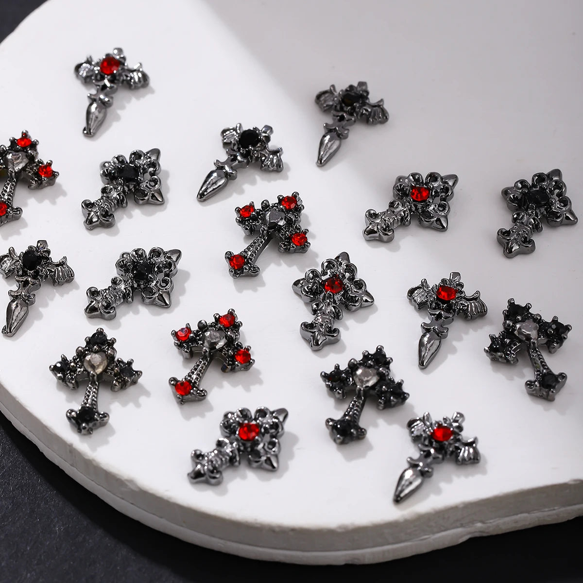 Gothic Cross Nail Charms Add a Dark Touch to Your Halloween Nails.