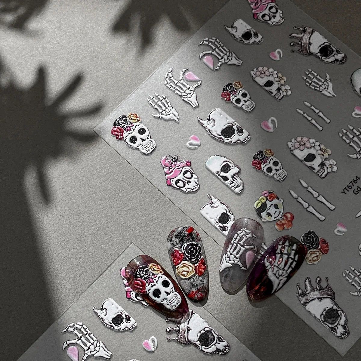 Spooky Skeleton Nail Stickers Give Your Nails a Wicked Halloween Twist.