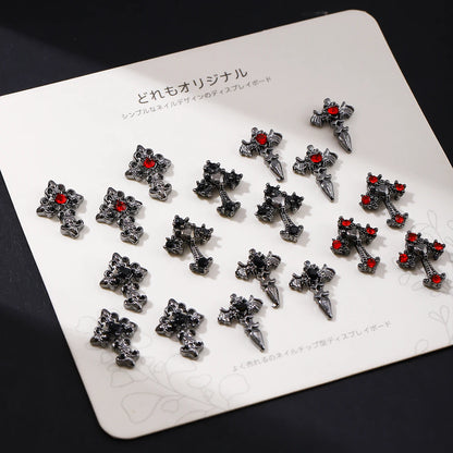 Gothic Cross Nail Charms Add a Dark Touch to Your Halloween Nails.