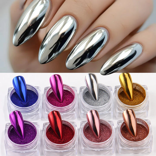 Platinum Prism Chrome Dust Collection Create bold, mirror-perfect nails at home.