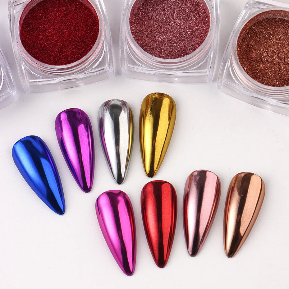 Platinum Prism Chrome Dust Collection Create bold, mirror-perfect nails at home.