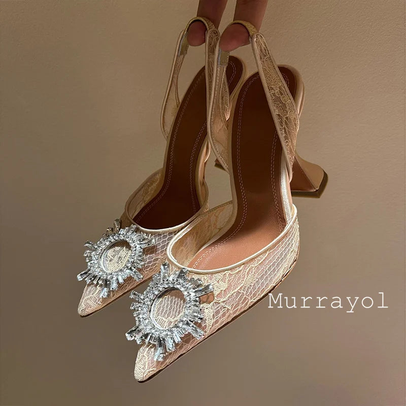Aramnew Royal Spark Stilettos Sophisticated high heels with dazzling rhinestone detail for a timeless and feminine style.