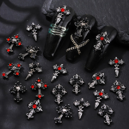 Gothic Cross Nail Charms Add a Dark Touch to Your Halloween Nails.