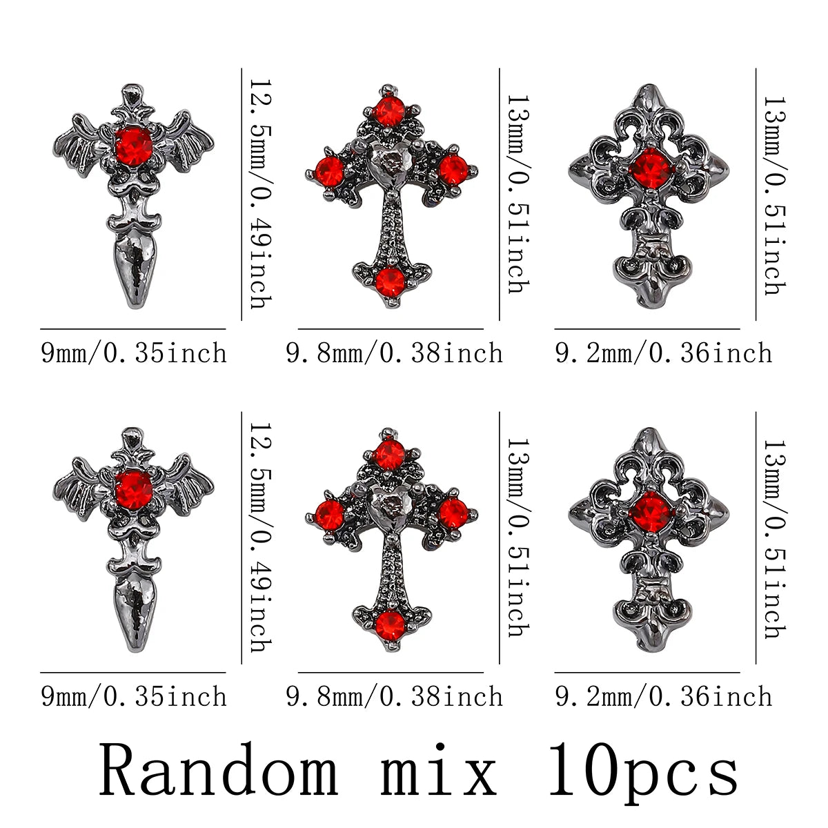 Gothic Cross Nail Charms Add a Dark Touch to Your Halloween Nails.