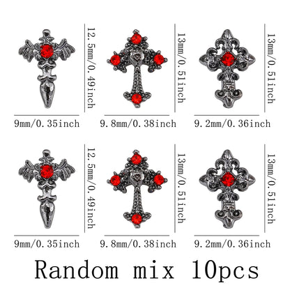 Gothic Cross Nail Charms Add a Dark Touch to Your Halloween Nails.
