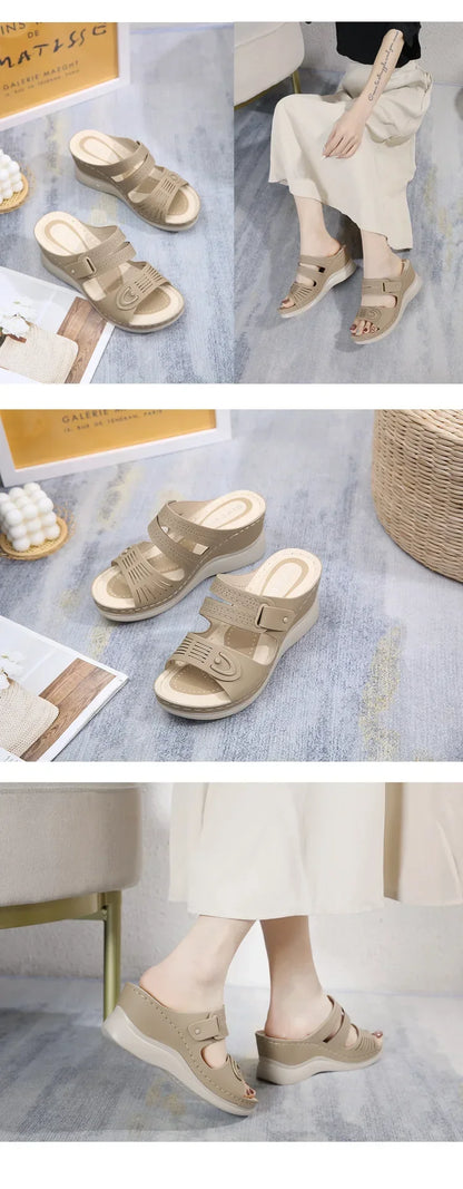 Aramnew BreezePlatform Sandals. Lightweight, breathable and perfect for relaxed beach days or casual outings.