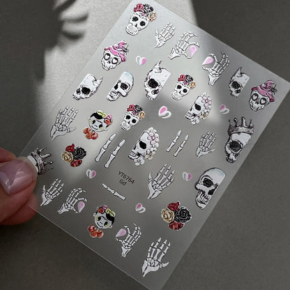 Spooky Skeleton Nail Stickers Give Your Nails a Wicked Halloween Twist.