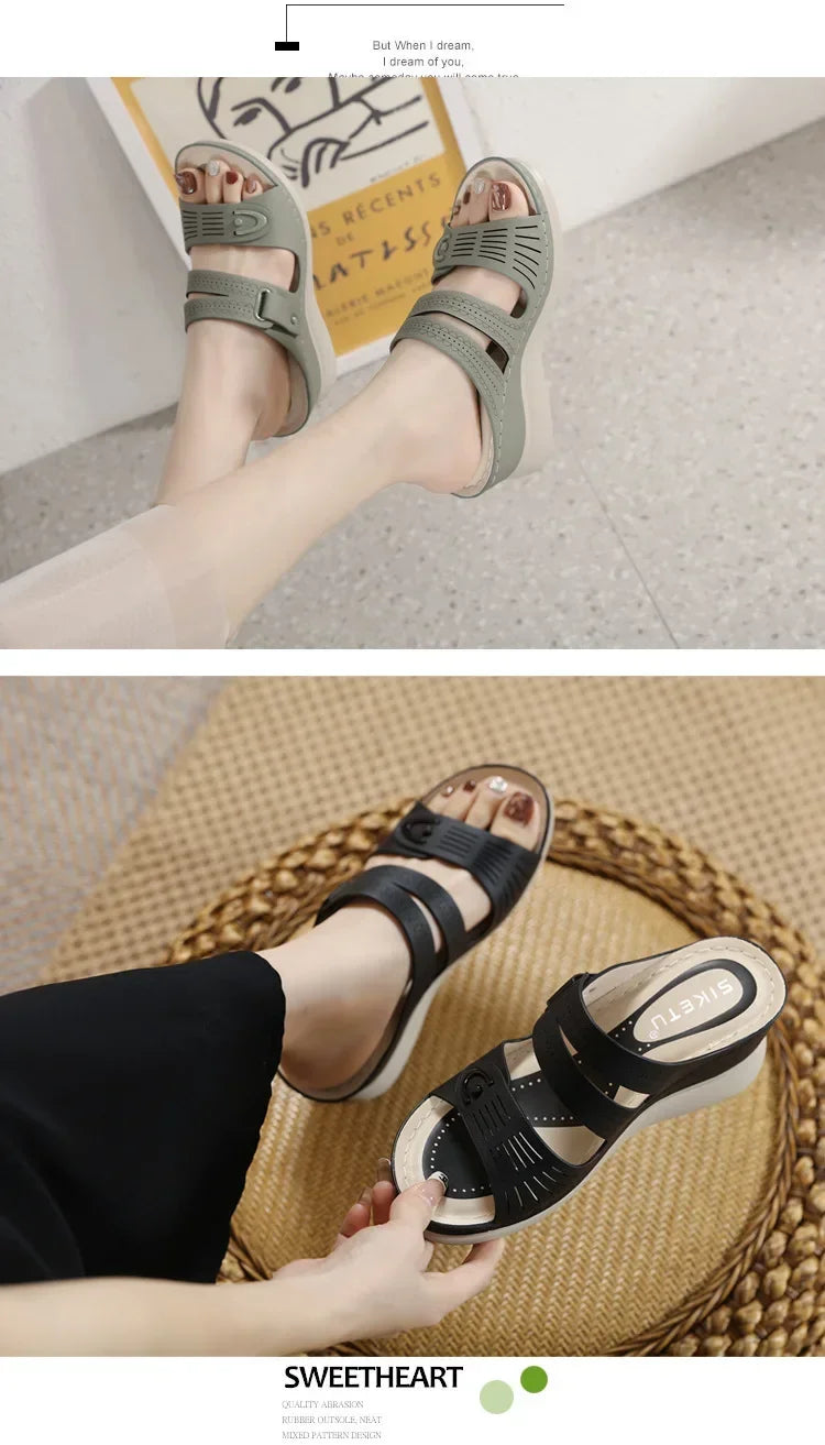 Aramnew BreezePlatform Sandals. Lightweight, breathable and perfect for relaxed beach days or casual outings.