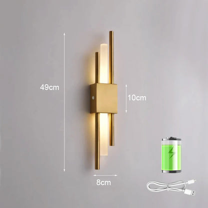 Lámpara de pared LED nórdica con enchufe USB para decoración de dormitorio