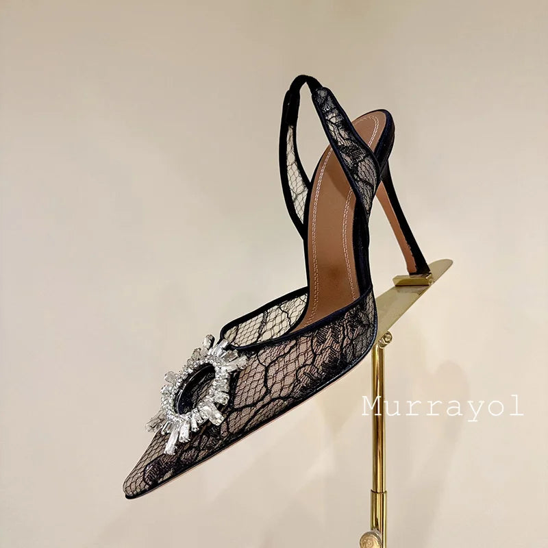 Aramnew Royal Spark Stilettos Sophisticated high heels with dazzling rhinestone detail for a timeless and feminine style.