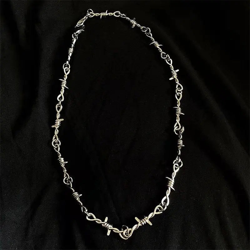 Midnight Barbed Wire Necklace Bold. Rebellious. Made for Halloween.