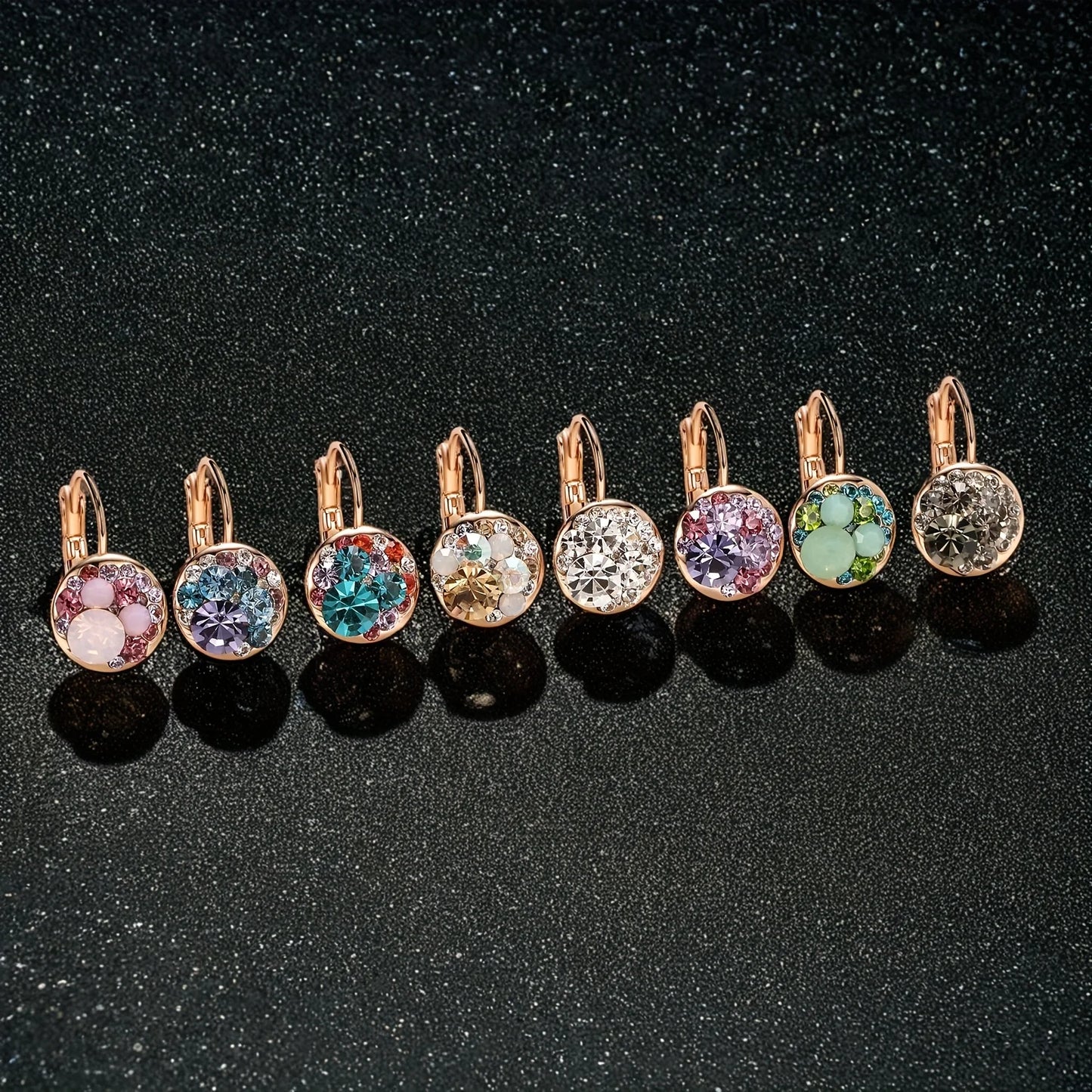Golden Halo Crystal Drops Radiant elegance framed in 18K gold.