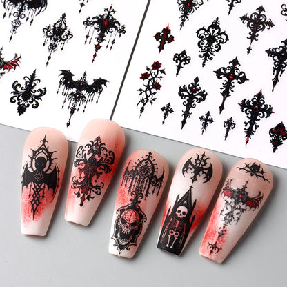 Gothic Halloween Nail Stickers Dark Details for a Hauntingly Beautiful Look.