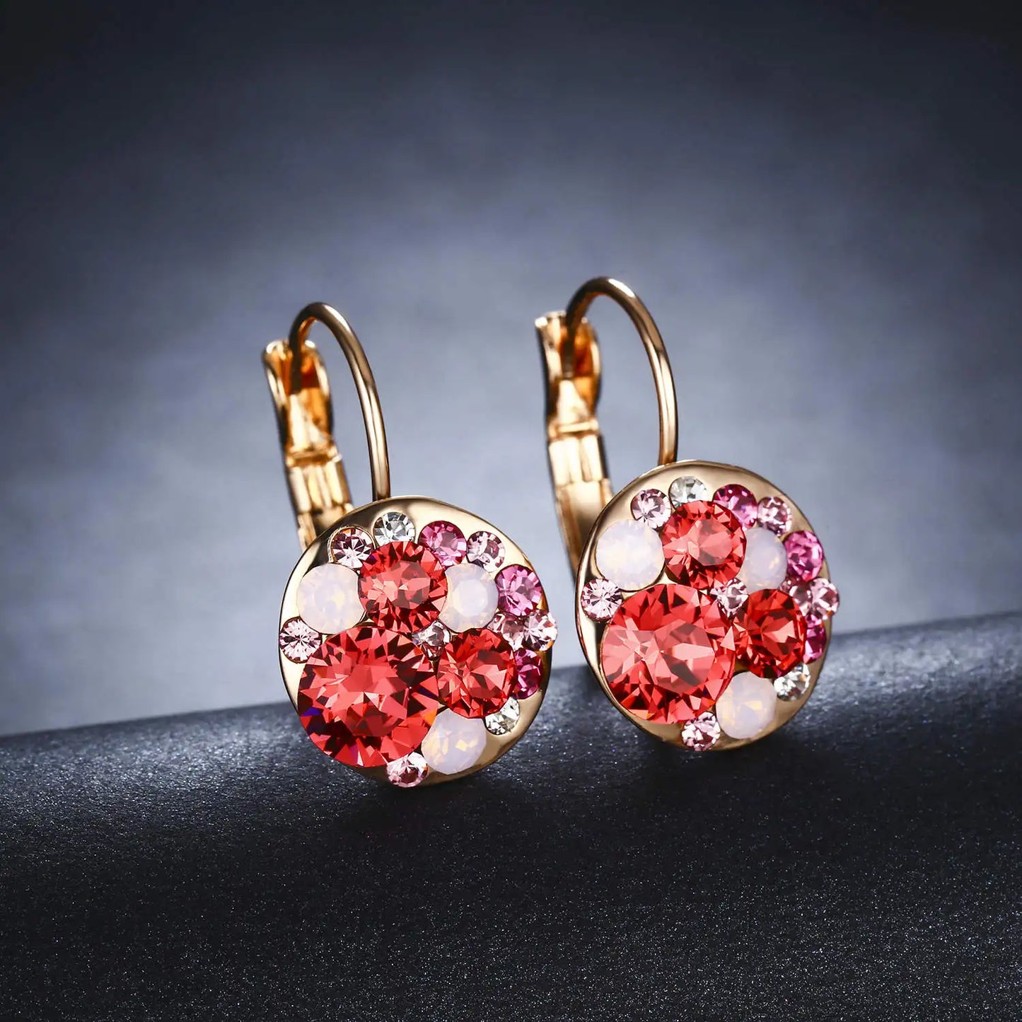 Golden Halo Crystal Drops Radiant elegance framed in 18K gold.
