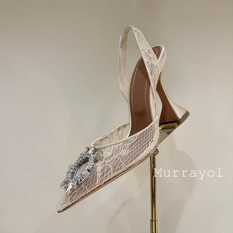Aramnew Royal Spark Stilettos Sophisticated high heels with dazzling rhinestone detail for a timeless and feminine style.