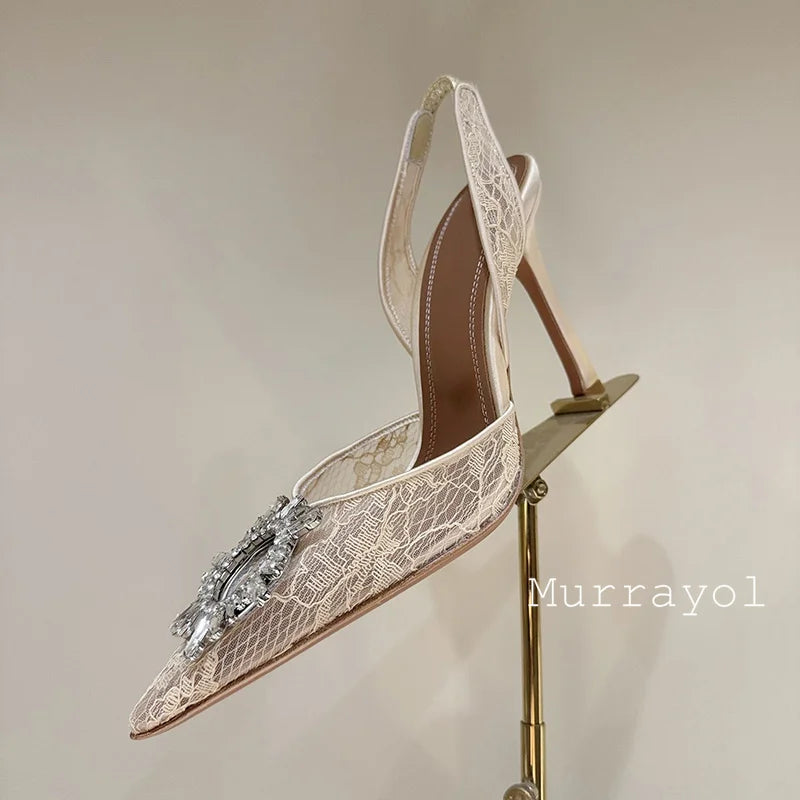 Aramnew Royal Spark Stilettos Sophisticated high heels with dazzling rhinestone detail for a timeless and feminine style.