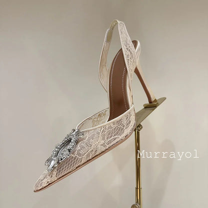 Aramnew Royal Spark Stilettos Sophisticated high heels with dazzling rhinestone detail for a timeless and feminine style.